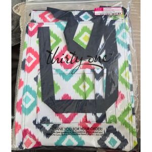 Thirty-One Retired Tall Organizing Tote Candy Corners‎ Ikat Print Bag  NIP